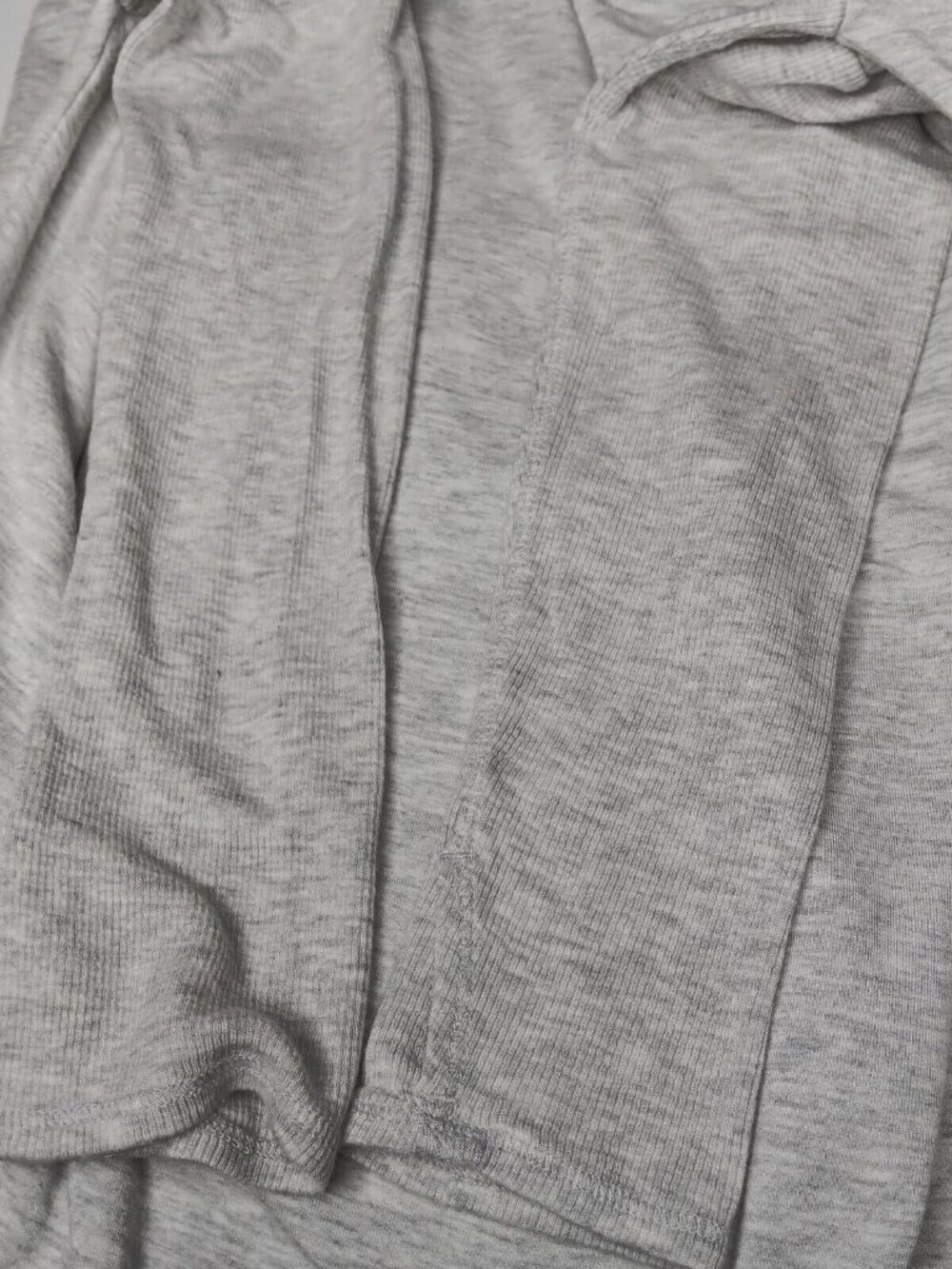 Athleta Purana Wrap Sweatshirt Large Gray Heather Ribbed Long Sleeve Top - Picture 13 of 15